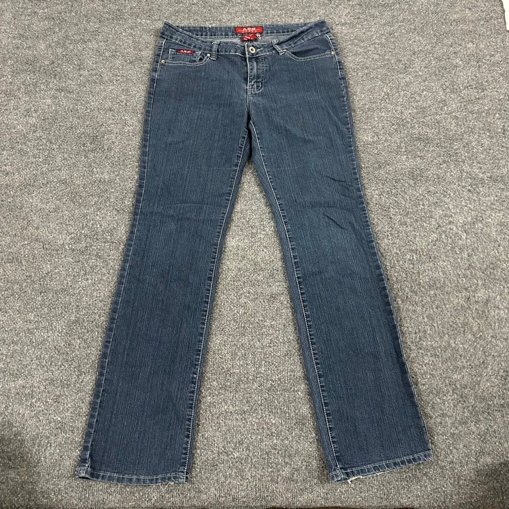 ABM Jeans Jeans Womens Size 11 Blue Straight Leg Stretch Embellished Y2K Denim